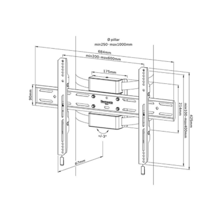 Neomounts Pillar Mount | WL30S-910BL16 | Level adjustment | 40-75 " | Maximum weight (capacity) 50 kg | Black