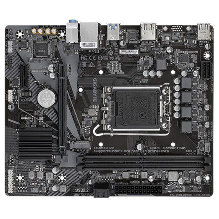 Gigabyte H610M K V2 | Processor family Intel | Processor socket LGA1700 | DDR5 | Supported hard disk drive interfaces M.2, SATA | Number of SATA connectors 2