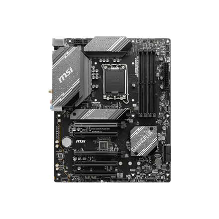 MSI | B760 GAMING PLUS WIFI | Processor family Intel | Processor socket LGA1700 | DDR5 | Memory slots 4 | Supported hard disk drive interfaces SATA, M.2 | Number of SATA connectors 4 | Chipset Intel B760 | ATX