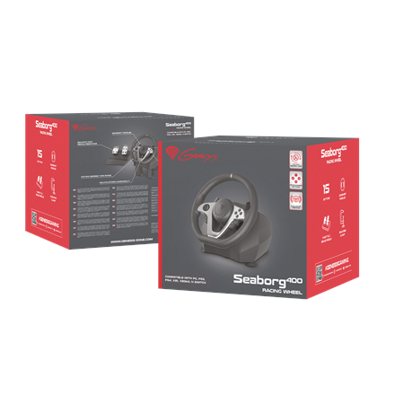 Genesis | Driving Wheel | Seaborg 400 | Silver/Black | Game racing wheel