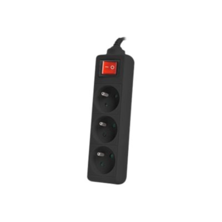 Lanberg Cable Power Strip, 3X French Outlets with Switch, Quality-Grade Copper, 3 m | PS1-03E-0300-BK