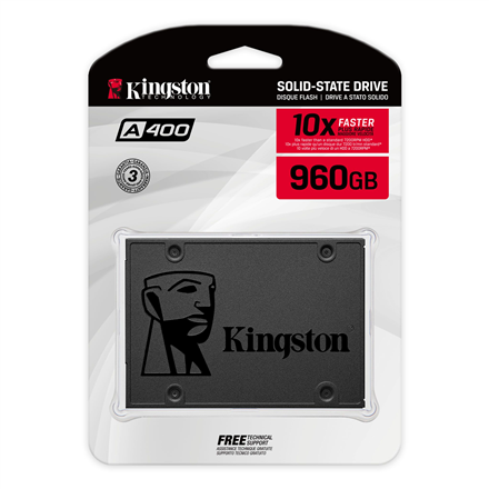 Kingston | SSD | A400 | 960 GB | SSD form factor 2.5" | Solid-state drive interface SATA Rev 3.0 | Read speed 500 MB/s | Write speed 450 MB/s