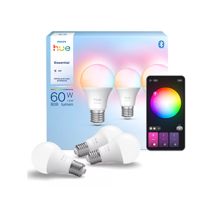 Philips Hue E WCA 806 A60 3P EU | E27 | 8 W | 16 million colours, White and colour light | Bluetooth and Zigbee