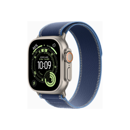 Apple Watch Ultra 3 GPS + Cellular 49mm Natural Titanium Case with Blue/Bright Blue Trail Loop - S/M | Apple