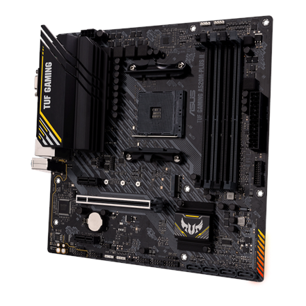 Asus | TUF GAMING A520M-PLUS II | Processor family AMD | Processor socket AM4 | DDR4 DIMM | Memory slots 4 | Supported hard disk drive interfaces SATA, M.2 | Number of SATA connectors 4 | Chipset AMD A520 | Micro ATX