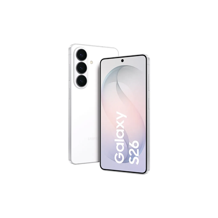 Samsung | Galaxy | S26 | White | 6.3 " | Dynamic AMOLED 2X | 1080 x 2340 pixels | Exynos | 2600 | Internal RAM 12 GB | 512 GB | Dual SIM | 3G | 4G | 5G | Main camera resolution 50 MP | Secondary camera resolution 10 MP | Android | 16 | 4300 mAh