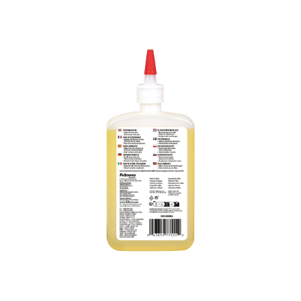 Fellowes | Shredder Oil 355 ml | For use with all Fellowes cross-cut and micro-cut shredders. Oil shredder each time wastebasket is emptied or a minimum of twice a month. Plastic squeeze bottle with extended nozzle ensures complete coverage