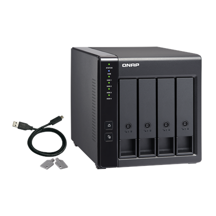 QNAP | 4-Bay | TR-004 | Up to 4 HDD/SSD Hot-Swap | Micro processor with hardware RAID