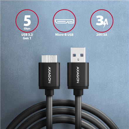 AXAGON | Data and charging cable, 1 m | BUMM3-AM10AB | USB Type A to USB Type Micro-B