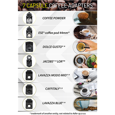 Camry | Multi-capsule Espresso machine | CR 4414 | Pump pressure 19 bar | Ground/Capsule | 1450 W | White/Black