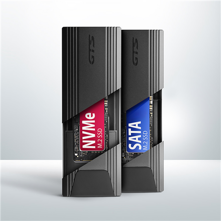 AXAGON USB-C 10Gbps - M.2 NVMe and SATA SSD THIN SCREWLESS box | EEM2-GTS2