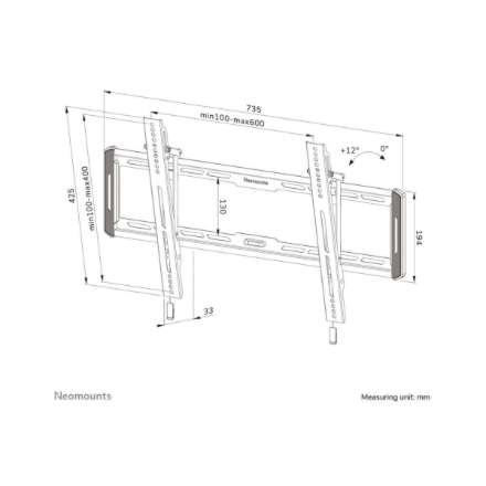 Neomounts Wall mount | WL35-550BL16 TV mount | Tilt | 42-86 " | Maximum weight (capacity) 60 kg | Black