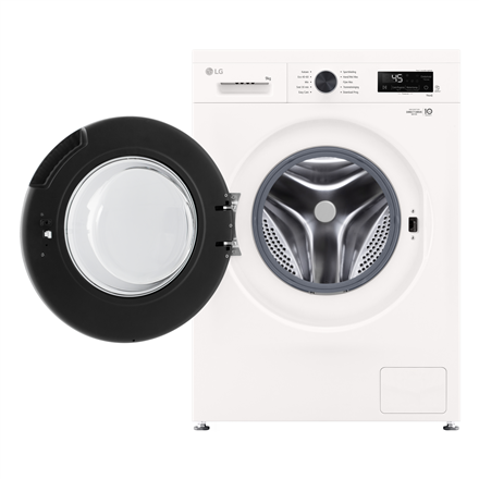 LG Washing machine | F4X1009NWB | Energy efficiency class A | Front loading | Washing capacity 9 kg | 1400 RPM | Depth 55 cm | Width 60 cm | Display | LED | Steam function | Direct drive | Wi-Fi | White