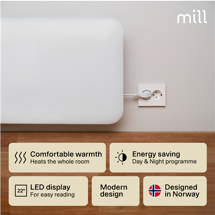 Mill | Heater | IB1200DN Steel | Panel Heater | 1200 W | Number of power levels 1 | Suitable for rooms up to 14-18 m² | White | N/A