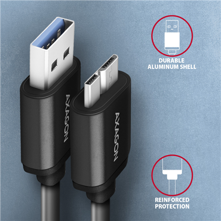 AXAGON | Data and charging cable, 1 m | BUMM3-AM10AB | USB Type A to USB Type Micro-B