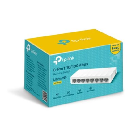 TP-LINK | 8-Port 10/100Mbps Desktop Network Switch | LS1008 | Unmanaged | Desktop | Power supply type External