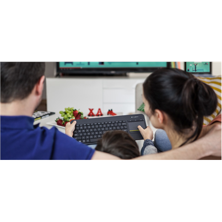 Logitech | K400 Plus | Keyboard with Trackpad | Wireless | US | Black