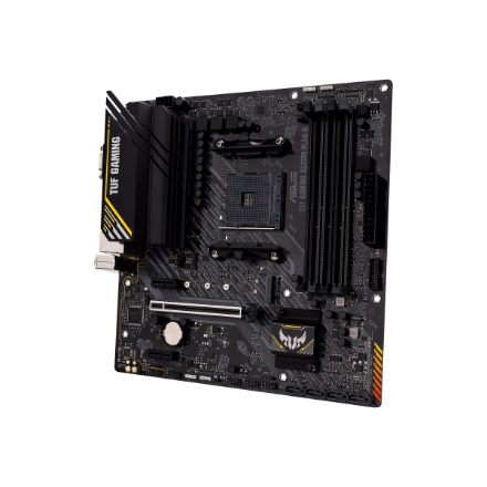Asus | TUF GAMING A520M-PLUS II | Processor family AMD | Processor socket AM4 | DDR4 DIMM | Memory slots 4 | Supported hard disk drive interfaces SATA, M.2 | Number of SATA connectors 4 | Chipset AMD A520 | Micro ATX