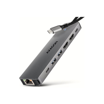 AXAGON USB-C 5Gbps DUAL 4K DISPLAY 7in1 Hub | HMC-7HX2