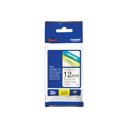 Brother | TZ-231 Laminated Tape | Black on White | TZe | 8 m | 1.2 cm