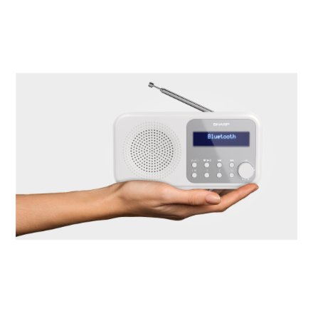 Sharp DR-P420(WH) Tokyo Portable Digital Radio, FM/DAB/DAB+, Bluetooth 5.0, USB or Battery Powered, Snowy White | Sharp | Tokyo Portable Digital Radio | DR-P420(WH) | Bluetooth | White