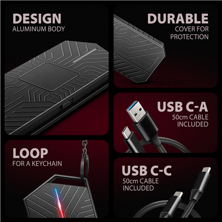 AXAGON USB-C 10Gbps - M.2 NVMe and SATA SSD GAME M.2 box | EEM2-GAM