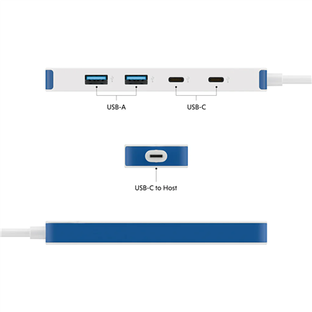Hyper HyperDrive Flex 4 Port USB-C Combo Hub, White/Blue | HD5200BUGL