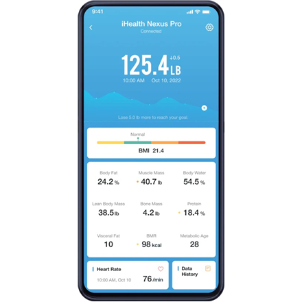 iHealth | Wireless Body Composition Scale | Nexus Pro | Maximum weight (capacity) 181 kg | Body Mass Index (BMI) measuring | Black