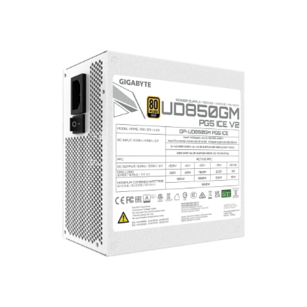 Gigabyte Power Supply, 80 PLUS Gold | UD850GM PG5 V2 ICE | 850 W