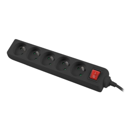 Lanberg Cable Power Strip, 5X French Outlets with Switch, Quality-Grade Copper, 1.5 m | PS1-05E-0150-BK