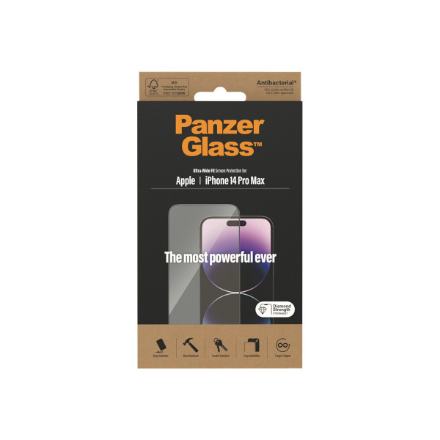 PanzerGlass | Screen protector | Apple | iPhone 14 Pro Max | Glass | Transparent | Ultra-Wide Fit