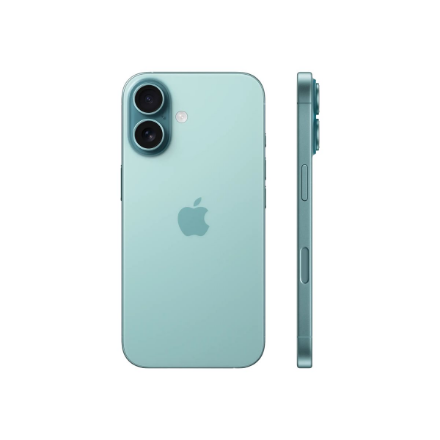 Apple | iPhone 16 | Teal | 6.1 " | Super Retina XDR display | 2556 x 1179 pixels | A18 | Internal RAM 8 GB | 128 GB | Dual SIM | 4G | Main camera resolution 48+12 MP | Secondary camera resolution 12 MP | iOS | 18