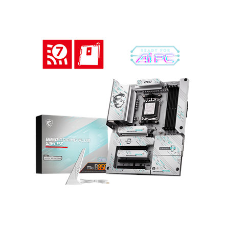 MSI B850 GAMING PLUS WIFI PZ | Processor family AMD B850 | Processor socket AM5 | DDR5 | Supported hard disk drive interfaces SATA, M.2 | Number of SATA connectors 4