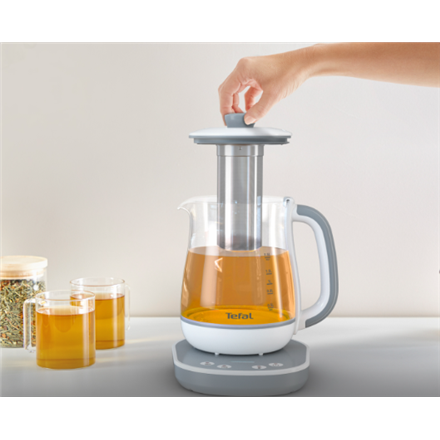 TEFAL BJ551B10 | Tea Kettle | 1400 W | 1.5 L | Glass | 360° rotational base | White/Grey