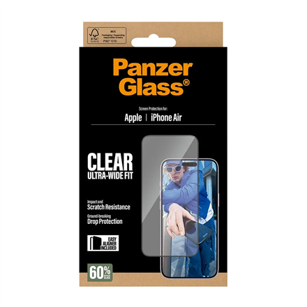 PanzerGlass Screen protector | Apple | iPhone Air | Glass | Transparent | Ultra-Wide Fit w. EasyAligner