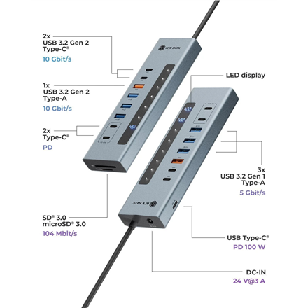 Raidsonic Icy Box USB Hub 11-in-1 USB-C Hub USB 3.2 Gen 2 PD | IB-HUB1742CR-C2PD