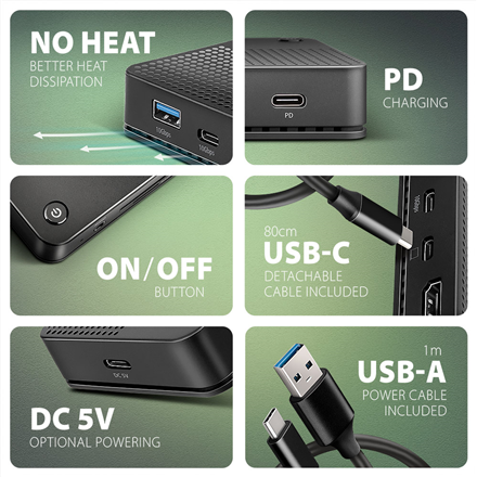 AXAGON USB4 40Gbps DUAL 4K DISPLAY 12in1 Dock | HMC-U4