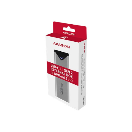AXAGON External SuperSpeed+ USB-C metal box for M.2 NVMe SSD disks having sizes of up 42 to 80 mm | EEM2-UG2