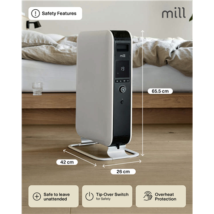 Mill | Heater | AB-H2000DN | Oil Filled Radiator | 2000 W | Number of power levels 3 | Suitable for rooms up to 24-34 m³ | White