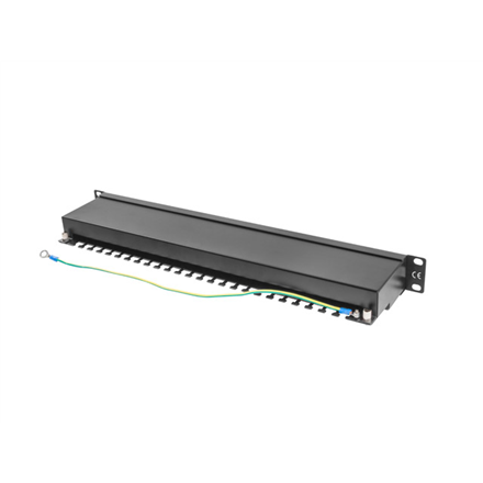 Lanberg | Patch Panel 24 Port 1U 19" CAT.5E FT with Cable Organizer Shielded | PPS5-1024-B | Black