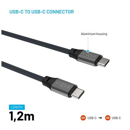 Fixed | Magnetic Braided Cable USB-C/USB-C, USB 2.0, Gray | FIXDBM-CC12-GR