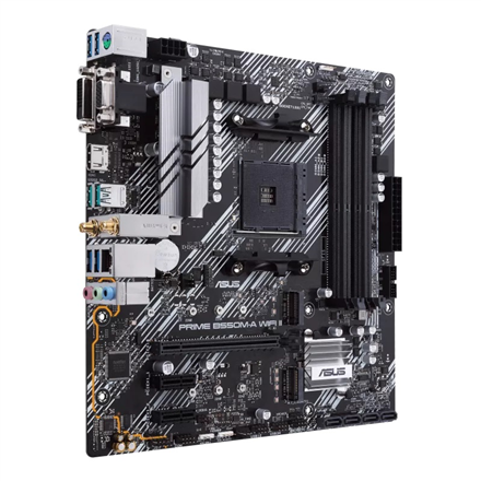 Asus | PRIME B550M-A WIFI II | Processor family AMD | Processor socket AM4 | DDR4 DIMM | Memory slots 4 | Supported hard disk drive interfaces SATA, M.2 | Number of SATA connectors 4 | Chipset AMD B550 | microATX