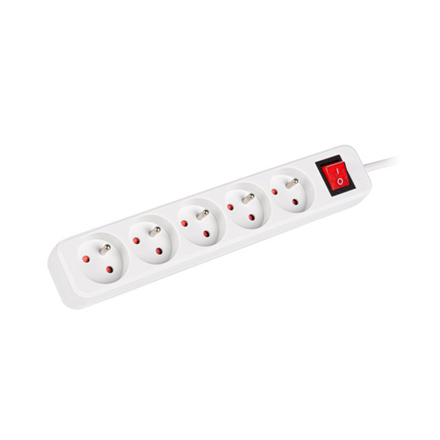 Lanberg Cable Power Strip, 5X French Outlets with Switch, Quality-Grade Copper, 1.5 m | PS1-05E-0150-W