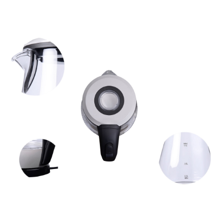 Camry | Kettle | CR 1251 | Standard | 2000 W | 1.7 L | Glass | 360° rotational base | Glass/Black