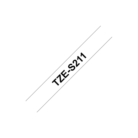 Brother | TZe-S211 Strong Adhesive Laminated Tape | Black on White | TZe | 8 m | 6 cm