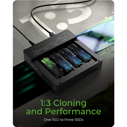 Raidsonic 4-Bays USB4 Duplicator (1:3 clone) for NVMe M.2 SSD | IB-4013MCL-C4