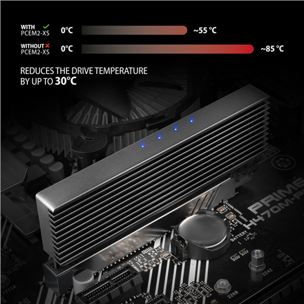 AXAGON PCI-Express x16 adapter with cooler for connecting an NVMe M.2 SSD drive to a computer | PCEM2-XS