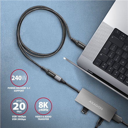 AXAGON | Extension USB 20Gbps cable, 1 m | BUCM32-CF10AB | USB-C to USB-C