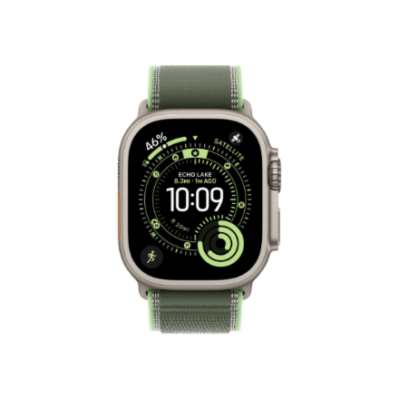 Apple 49mm Green/Neon Trail Loop - M/L - Natural Titanium Finish | Apple