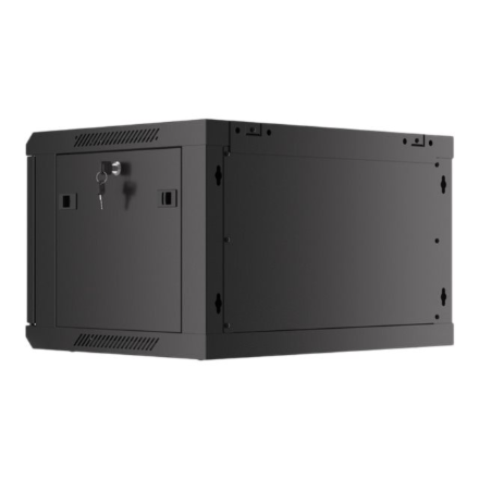 Lanberg | Rack cabinet 19" wall-mount 6U/600x450 for self-assembly with metal door (flat pack) | WF01-6406-00B | Black